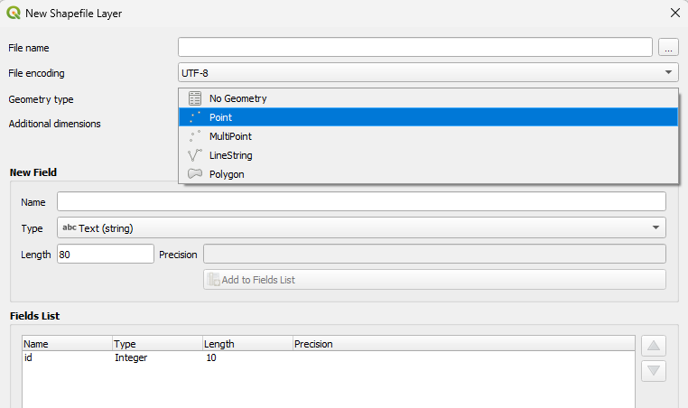 Select Geometry Type