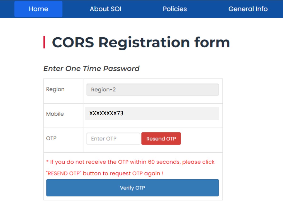 SOP CORS Registration Image3