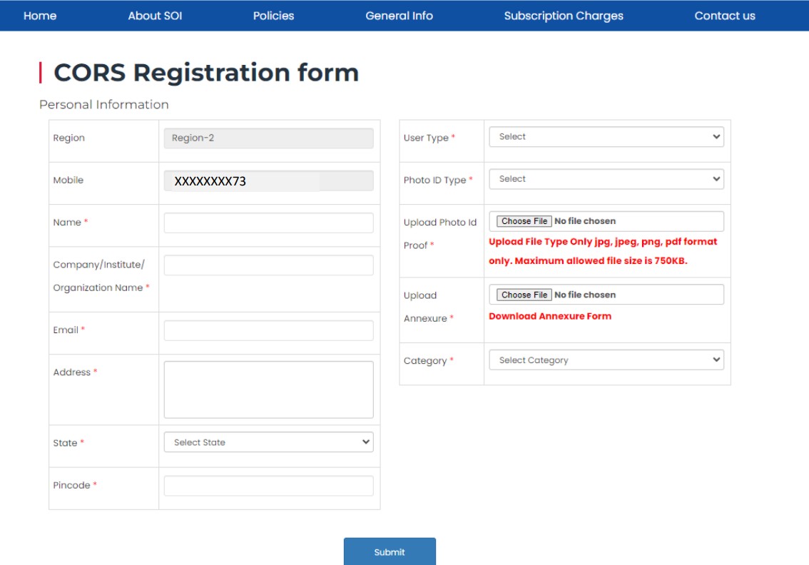 SOP CORS Registration Image4