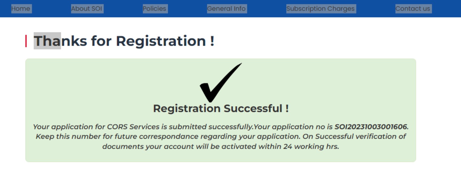 SOP CORS Registration Image5